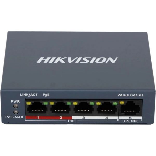 Коммутатор Hikvision DS-3E0105P-E/M(B) 5x100 Мбит/сек, неуправляемый